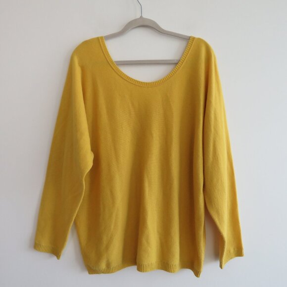 VINCE 100% Cashmere Scoop Neck Sweater in Canary Yellow Quiet Luxury - Size L - Picture 2 of 12